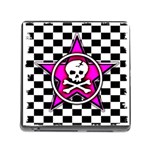 Pink Star Skull Checker Memory Card Reader (Square 5 Slot)