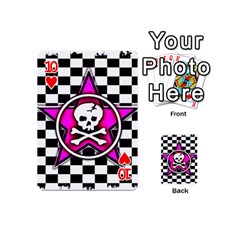 Pink Star Skull Checker Playing Cards 54 Designs (Mini) from ArtsNow.com Front - Heart10