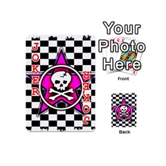 Pink Star Skull Checker Playing Cards 54 Designs (Mini) from ArtsNow.com Front - Joker2