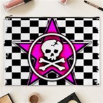 Pink Star Skull Checker Cosmetic Bag (XXXL)