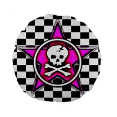 Pink Star Skull Checker Standard 15  Premium Round Cushion  from ArtsNow.com Front