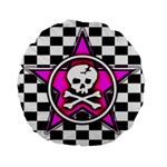 Pink Star Skull Checker Standard 15  Premium Round Cushion 