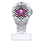 Pink Star Skull Checker Plastic Nurses Watch