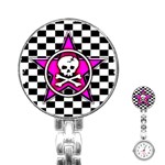 Pink Star Skull Checker Stainless Steel Nurses Watch