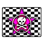 Pink Star Skull Checker Double Sided Fleece Blanket (Small)