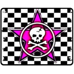 Pink Star Skull Checker Double Sided Fleece Blanket (Medium)