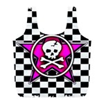 Pink Star Skull Checker Full Print Recycle Bag (L)