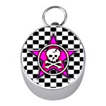 Pink Star Skull Checker Silver Compass (Mini)