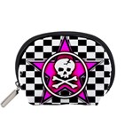 Pink Star Skull Checker Accessory Pouch (Small)
