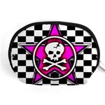 Pink Star Skull Checker Accessory Pouch (Medium)