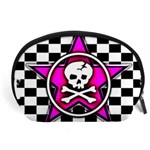 Pink Star Skull Checker Accessory Pouch (Large)