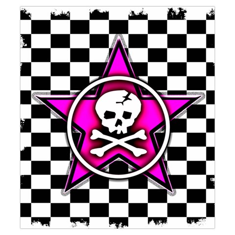 Pink Star Skull Checker Drawstring Pouch (Small) from ArtsNow.com Back