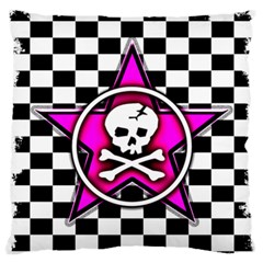 Pink Star Skull Checker Standard Flano Cushion Case (Two Sides) from ArtsNow.com Front