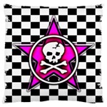 Pink Star Skull Checker Large Flano Cushion Case (One Side)