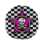 Pink Star Skull Checker Standard 15  Premium Flano Round Cushion 