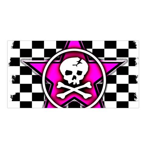 Pink Star Skull Checker Satin Shawl from ArtsNow.com Front