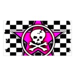 Pink Star Skull Checker Satin Shawl