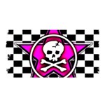 Pink Star Skull Checker Satin Wrap