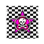 Pink Star Skull Checker Small Satin Scarf (Square)