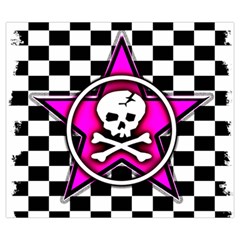 Pink Star Skull Checker Zipper Large Tote Bag from ArtsNow.com Back