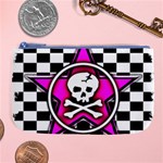 Pink Star Skull Checker Large Coin Purse