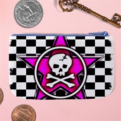 Pink Star Skull Checker Large Coin Purse from ArtsNow.com Back