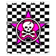 Pink Star Skull Checker Drawstring Pouch (XL) from ArtsNow.com Front