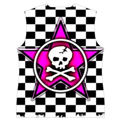 Pink Star Skull Checker Women s Button Up Vest from ArtsNow.com Back