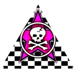 Pink Star Skull Checker Wooden Puzzle Triangle