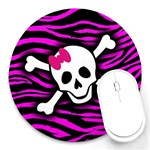 Pink Zebra Skull Round Mousepad
