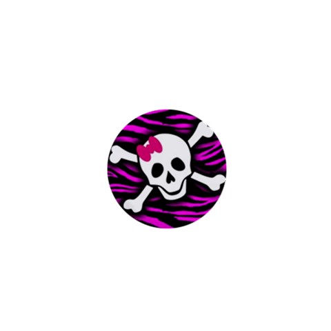 Pink Zebra Skull 1  Mini Button from ArtsNow.com Front