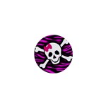 Pink Zebra Skull 1  Mini Button