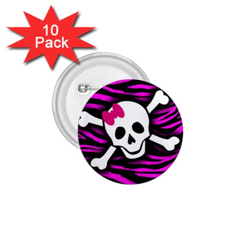 Pink Zebra Skull 1.75  Button (10 pack)  from ArtsNow.com Front
