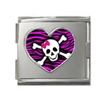 Pink Zebra Skull Mega Link Heart Italian Charm (18mm)