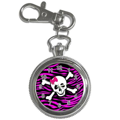 Pink Zebra Skull Key Chain Watch from ArtsNow.com Front