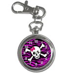 Pink Zebra Skull Key Chain Watch