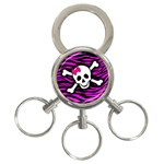 Pink Zebra Skull 3-Ring Key Chain