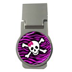 Pink Zebra Skull Money Clip (Round)