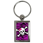 Pink Zebra Skull Key Chain (Rectangle)