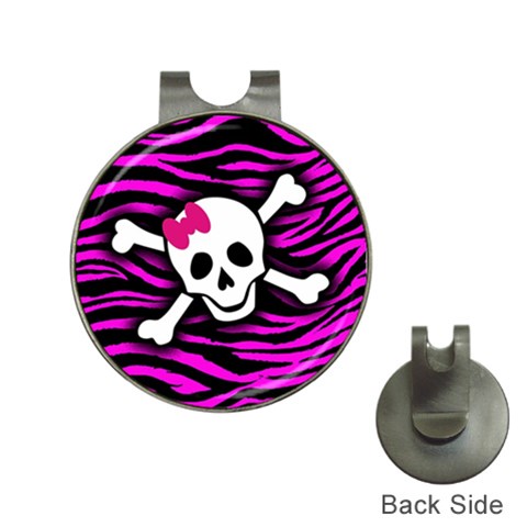 Pink Zebra Skull Golf Ball Marker Hat Clip from ArtsNow.com Front