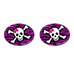 Pink Zebra Skull Cufflinks (Oval)