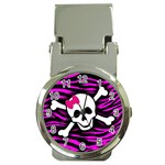 Pink Zebra Skull Money Clip Watch