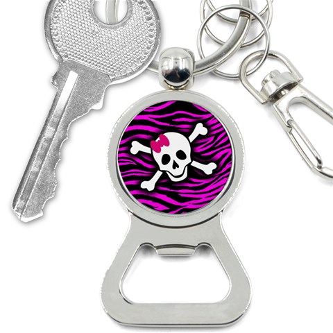 Pink Zebra Skull Bottle Opener Key Chain from ArtsNow.com Front