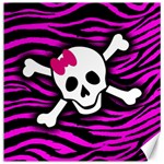 Pink Zebra Skull Canvas 12  x 12 