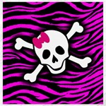 Pink Zebra Skull Canvas 16  x 16 