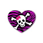 Pink Zebra Skull Rubber Coaster (Heart)