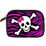 Pink Zebra Skull Digital Camera Leather Case