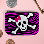 Pink Zebra Skull Mini Coin Purse