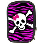 Pink Zebra Skull Compact Camera Leather Case