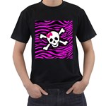 Pink Zebra Skull Men s T-Shirt (Black)